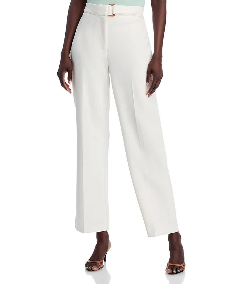 Pantalones de pierna ancha de crepé de sarga de color liso Tahari para mujer - estrella blanca - 10 Foto 1 de 1