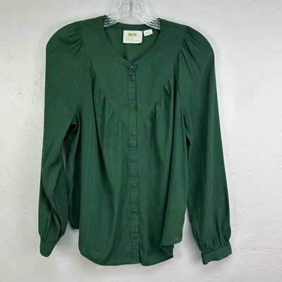 Camisa Maeve Anthropologie Mujer Pequeña Verde Manga Larga Botón Frontal Blusa Foto 1 de 4