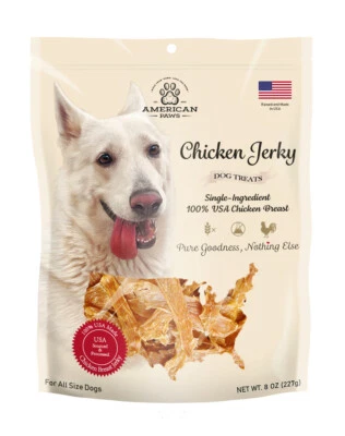 AMERICAN PAWS Chicken Jerky Dog Treats Made In USA 100% Chicken Breast