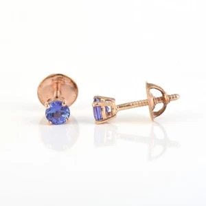 Natürliche lila Tansanit Edelstein 14k Rotgold Finish Silber Ohrstecker - Bild 1 von 3