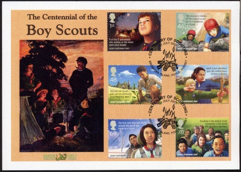 Sc. 2492-7 Britain Scouting Centennial Dragon Cards FDC - Image 1 of 1