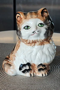 De colección ~ Calico Tabby Kitty Cat ~ Banco de monedas de cerámica con tapón de goma PURRRFECT ESTADO - Imagen 1 de 6