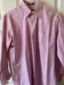 Vestido de algodón BD a rayas rosas calce clásico para hombre 16-1/2 x 34 usado en excelente estado - Imagen 1 de 3