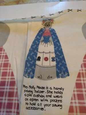 Panel 41 - MRS. MOLLY MOUSE SEWING HELPER Cotton Fabric DOLL Panel - Image 1 of 4
