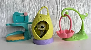 Littlest Pet Shop Gray Kitten, Carrier, Hanging Flower Basket, X Ray Machine - Picture 1 of 4