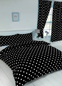 Juego de ropa de cama blanca negra con lunares tamaño emperador - Imagen 1 de 1