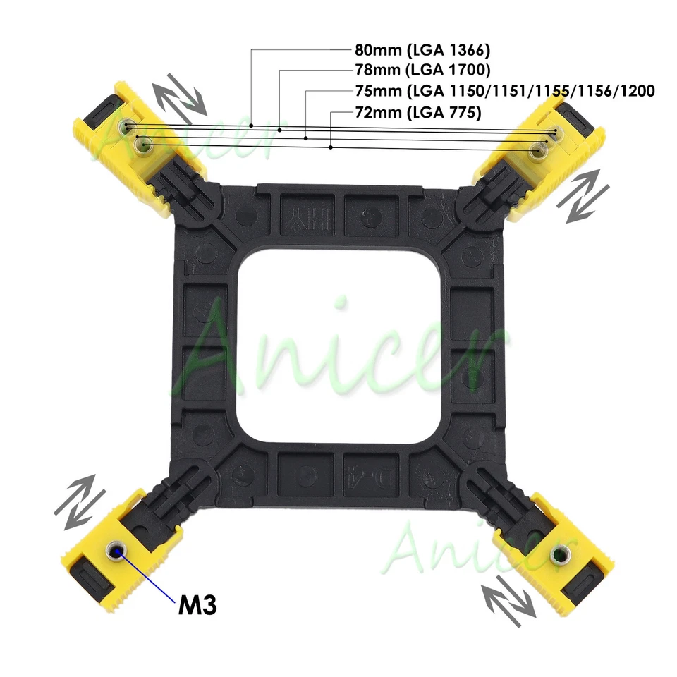 Adjustable Intel 775 1155 1366 1700 Mounting Bracket PC CPU Heatsink Holder Base - Image 1 of 4