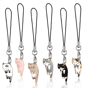 6 Pcs Pendentifs Suspendus Esthétiques Kawaii Téléphone Chat Charme pour Téléphone, Sac à Dos, Clé - Photo 1 sur 12