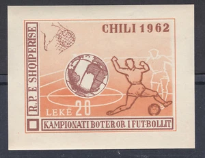 Albania 1962 MNH Hoja Bloque Imperfec Mi. 12 Copa Mundial de Futbol 1962 - Chile - Imagen 1 de 1
