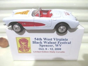 Coche Chevy Corvette 2008 Welly 54TH WV Black Walnut Fest Spencer WV 1957 sin caja - Imagen 1 de 5