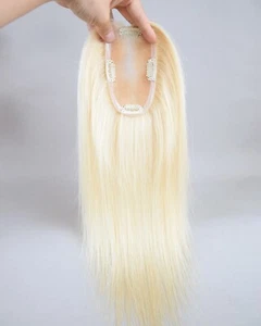 Small Mono Base Blonde Human Virgin Hair Topper 2.75x5" Toupee For Women - Picture 1 of 10