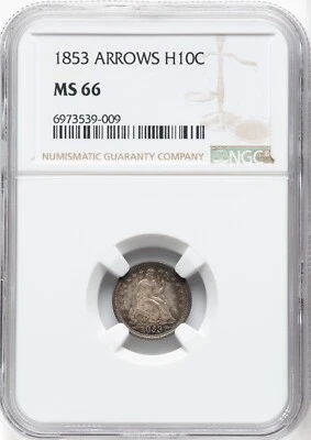 1853 - ARROWS - Seated Liberty 1/2 Dime - NGC MS66 - MIND BLOWING GEM! - Image 1 of 2