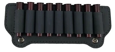 AFRICAN GAME INDUSTRIES, INC Real Leather SHOTGUN SHELL AMMO BELT SLIDE POUCH Fits 410 Gauge Shells USA BLK