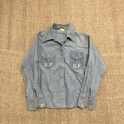 Camisa vintage Elvis Presley Chambray para hombre XS azul años 70 Foto 1 de 4
