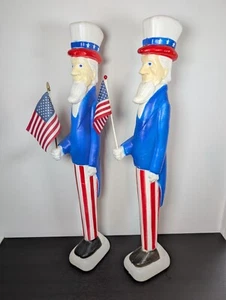 2 Uncle Sam Vintage 1996 Union Products Don Featherstone 36" Patriotic Blow Mold - Picture 1 of 24