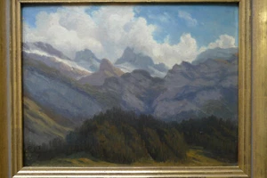 Eduard Friedrich Pape 1817-1905 Vista de un macizo montañoso en los Alpes - Imagen 1 de 11