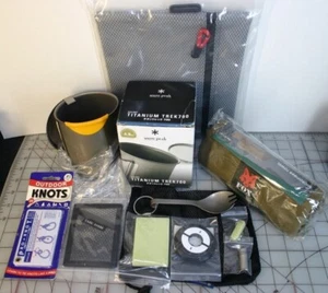 NEU SNOW PEAK TITANIUM 700 TASSE & MASSGESCHNEIDERTER SPORK + EDC AUSRÜSTUNG/CAMPHANDTUCH PAKET - Bild 1 von 24