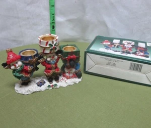 SNOWMAN CANDLEHOLDERS Christmas three candelabrum Cedar Creek Collection w/ box - Picture 1 of 5