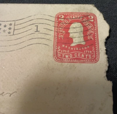 Vintage Postage Stamp SERIES 1906,  George Washington 2 Cent  W / Original Mail - Image 1 of 4