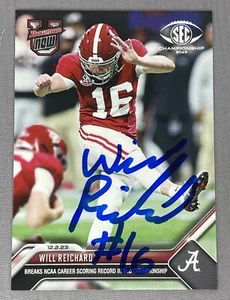 Tarjeta de fútbol americano firmada por Will Reichard 2023 Bowman U Now ~ Alabama ~ prueba automática - Imagen 1 de 5