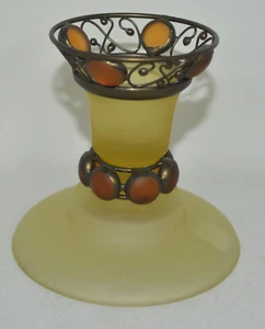 Retro Paris Party Lite Taper Kerzenhalter Milchglas & Schmuck - Bild 1 von 5