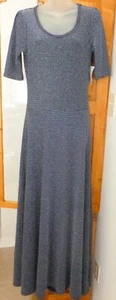Maxi VESTIDO LULAROE Largo Brillo ANA Azul Rayas Plateado Brite Metálico Brillante M - Imagen 1 de 4