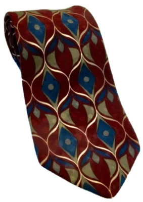 Corbata Oleg Cassini Granate Azul Gris Blanco Geométrica 100% Seda Importada 4x58 Regalo Foto 1 de 4