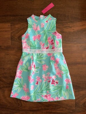 VESTIDO LEESI Lilly Pulitzer Niña 14 Aqua Al Fresco ESN'T SHE LOVELY Ajuste y Acampanado Nuevo con Etiquetas Foto 1 de 4
