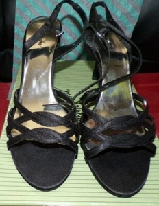 $45 Jacqueline Ferrer Talla 7.5 M Jenny 0244 Negro Sandalia Zapatos de Vestir 3" Tacones Caja - Imagen 1 de 5
