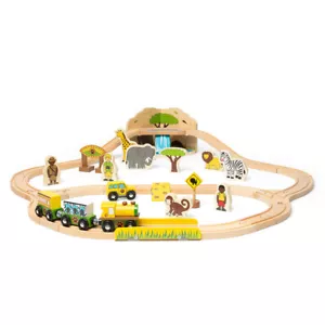 Bigjigs Rail Madera Safari Tren Pista Juego con Accesorios Compatible - Imagen 1 de 12