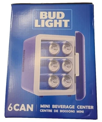 Bud Light Mini Portable Compact Personal Fridge Cooler New In Box - Image 1 of 4