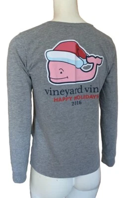 Camiseta Vineyard Vines Manga Larga Top Navidad Para Mujer Talla XS Gris Usada en Excelente Condición Foto 1 de 4