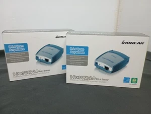 Iogear GPSU21 Print Server 1-Port USB 2.0 10/100Mbps Cat5 IEEE 802.3 Lot x2 - Picture 1 of 9
