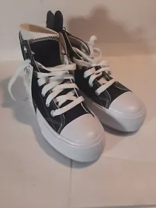NEW No Boundaries Black Canvas Lace Up High Top Sneakers Shoes Women Size 8 - Picture 1 of 7