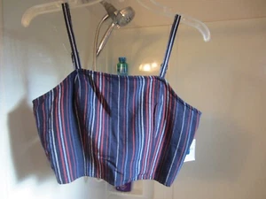 NWT women's cropped tank top Arizona Jean Co. Size M navy striped - Picture 1 of 11
