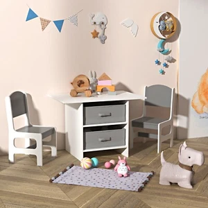 Kinder Tisch und 2 Stühle Set Aufbewahrung Kinder Lernen Essen Aktivität Möbel - Bild 1 von 5