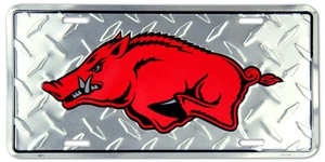 ARKANSAS RAZORBACKS CAR TRUCK TAG DIAMOND LICENSE PLATE METAL SIGN UNIVERSITY - Picture 1 of 1
