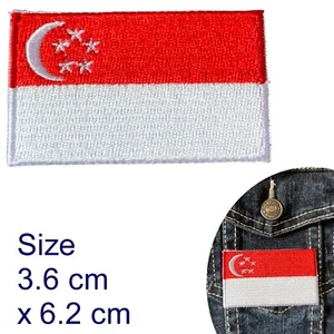 Singapore flag iron on Singaporean Singaporeans Asia embrodery iron-on patches - Picture 1 of 3