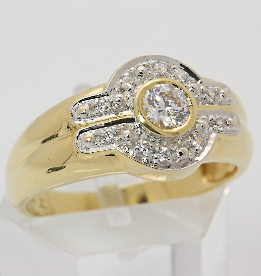 ♦♦ Ring in 14 kt 14k 585 er Gelb Weiß Gold mit Zirkonia Goldring Damen Gr. 57 - Bild 1 von 1