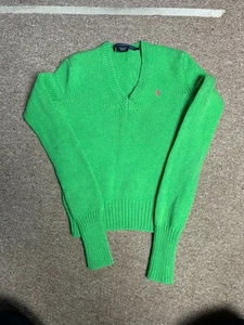 Ralph Lauren Womens Cable Knit Jumper Small Green Knitted Lambswool Pullover - Picture 1 of 8