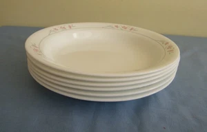 Set 6 ciotole per zuppa/pasta vintage Corelle fiori di seta bordate 8-1/2" - Foto 1 di 9