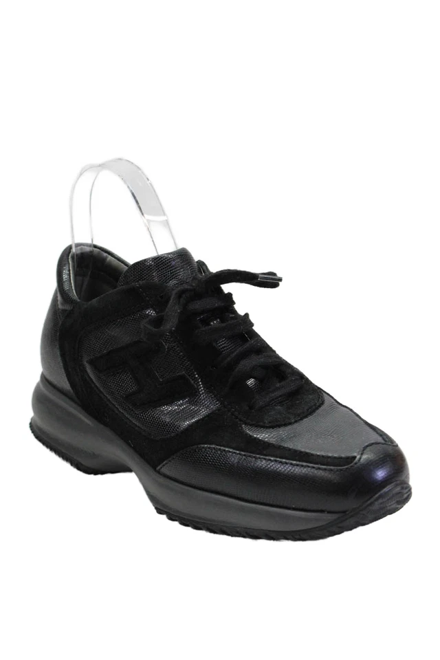 Zapatillas bajas Hogan para mujer con ribete de gamuza negras talla 9 Foto 1 de 4
