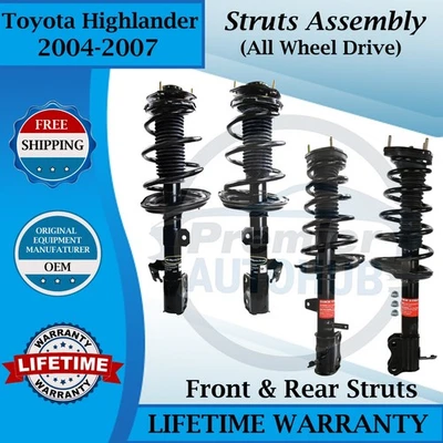 Monroe OEM Front & Rear Struts For 2004-2007 Toyota Highlander 4X4 Lifetime Warr - Изображение 1 из 4