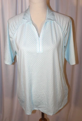 NUEVO Polo de Golf Deportivo Haley Para Mujer GRANDE Aster Manga 1/2 Azul Hielo Diamantes Foto 1 de 4