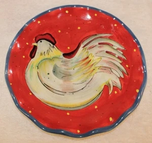 CERTIFIED INTERNATIONAL COUNTRY COLLAGE SUSAN WINGETS ROOSTER 8 1/4" PLATE RED - Picture 1 of 3