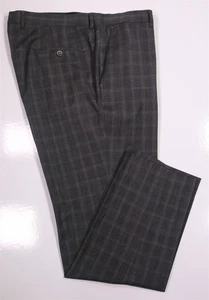 Hugo Boss Genuis Model Gray Black Plaid Wool Stretch Dress Pants 40x32 - Picture 1 of 8