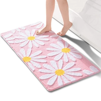 Linda alfombra de baño rosa margarita alfombra de baño blanca y amarilla decoración de flores alfombra no... Foto 1 de 4