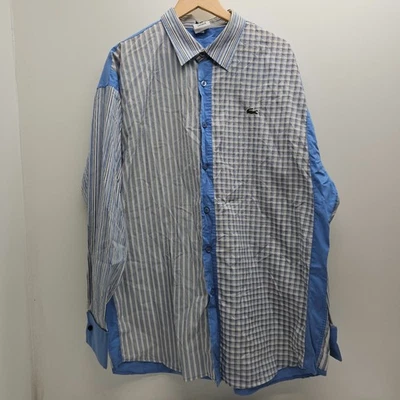 Lacoste Men's XXXL Striped/Plaid Patchwork Button Up Shirt Blue White Korea - Image 1 of 4