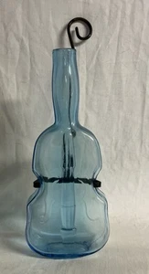 Vintage Light Blue Glass Violin 7 1/2" With Hanger - Picture 1 of 5