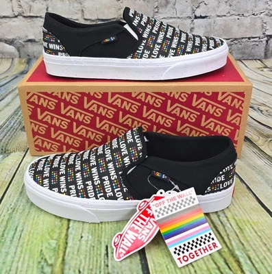 VANS Asher PRIDE Para mujeres Talla 8 Zapatos de Skate Tenis Negro Brillo Amor Gana Nuevos Foto 1 de 4